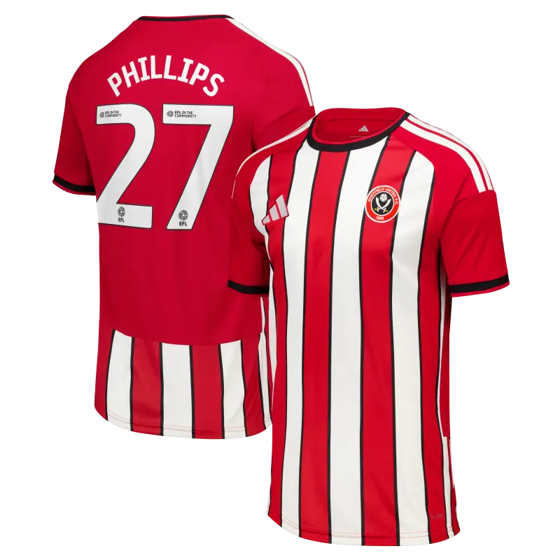 Sheffield United Adidas Home Shirt 2026-27 - Kids With Phillips 27 Printing displayed in a main image