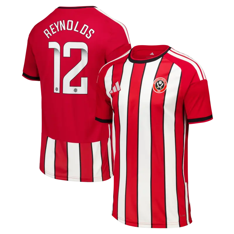 Product photography of Sheffield United Adidas Home Shirt 2026-27 - Kids With Reynolds 12 Printing, main