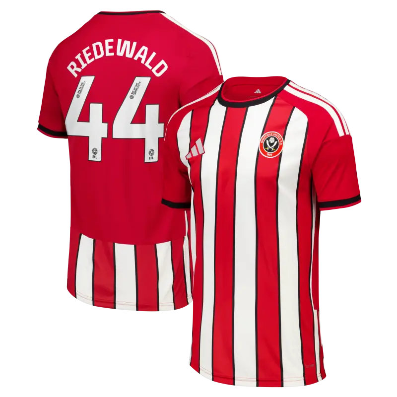 Closer look at Sheffield United Adidas Home Shirt 2026-27 - Kids With Riedewald 44 Printing, main
