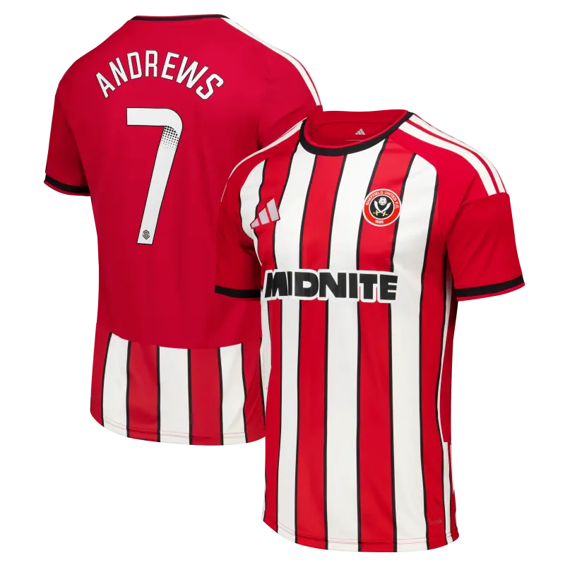 Detailed main image of Sheffield United Adidas Home Shirt 2026-27 - Mens With Andrews 7 Printing