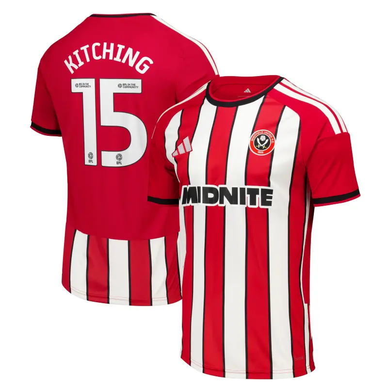 Sheffield United Adidas Home Shirt 2026-27 - Mens With Kitching 15 Printing shown in a main product photo