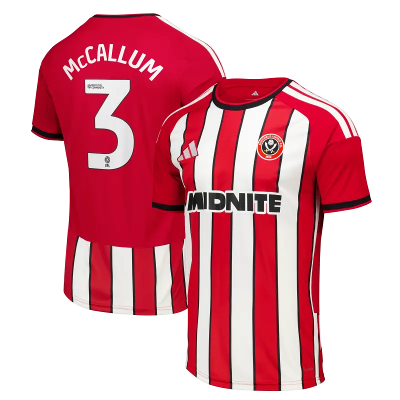 Sheffield United Adidas Home Shirt 2026-27 - Mens With McCallum 3 Printing shown in a main product photo