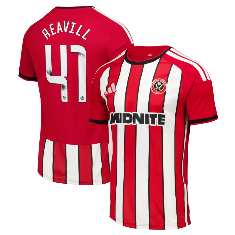 Sheffield United Adidas Home Shirt 2026-27 - Mens With Reavill 41 Printing displayed in a main image