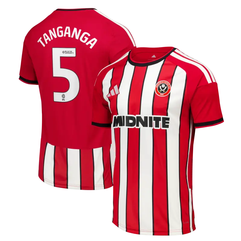 main photo showcasing Sheffield United Adidas Home Shirt 2026-27 - Mens With Tanganga 5 Printing