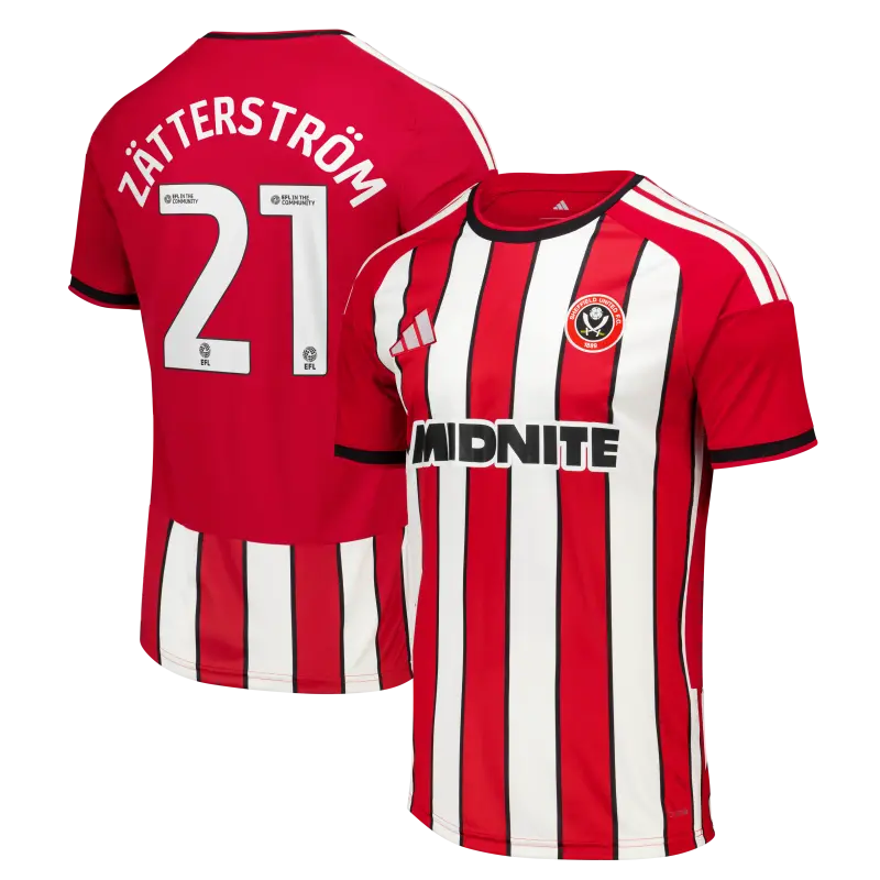 Sheffield United Adidas Home Shirt 2026-27 - Mens With Zätterström 21 Printing displayed in a main image