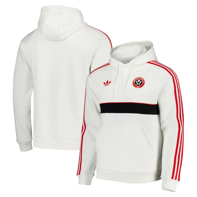Sheffield United Adidas Originals Hoodie - White | Main View Product photography of Sheffield United Adidas Originals Hoodie - White, main