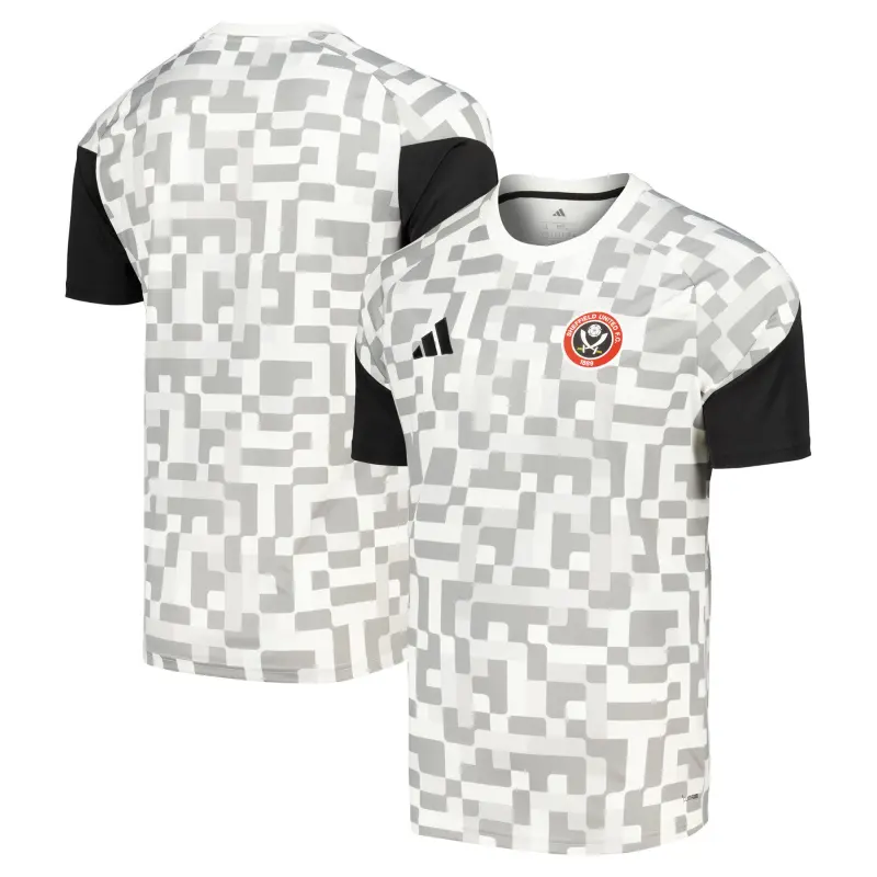 Sheffield United Adidas Pre Match Jersey - Grey – Main Detail Photo Product photography of Sheffield United Adidas Pre Match Jersey - Grey, main