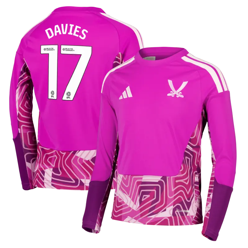 Shop image of Sheffield United Adidas Third Goalkeeper Shirt 2026-27 - Long Sleeve - Kids With Davies 17 Printing in main view