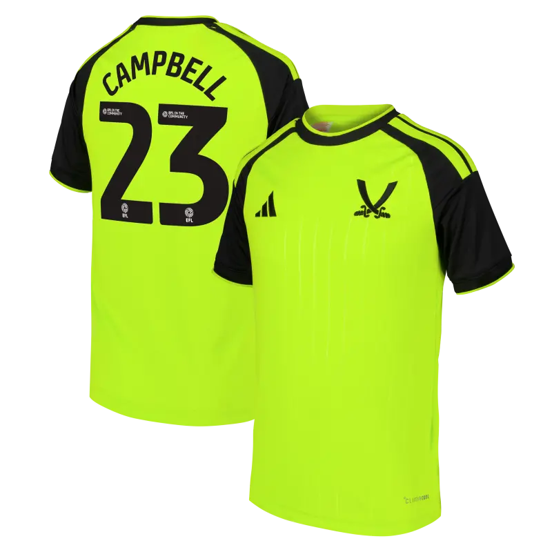 Sheffield United Adidas Third Shirt 2026-27 - Kids With Campbell 23 Printing displayed in a main image
