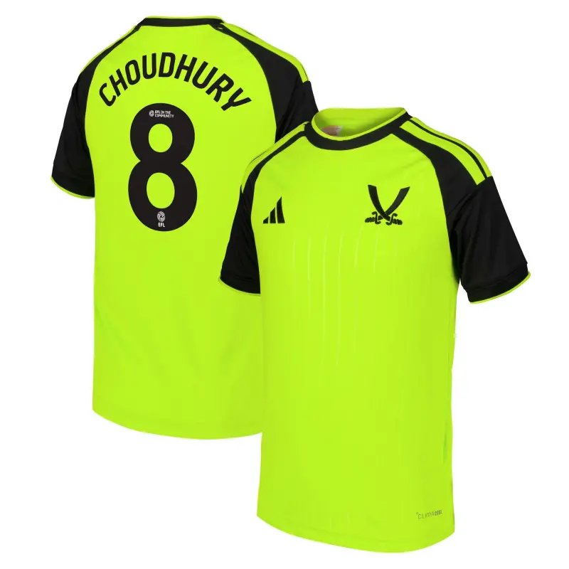 Sheffield United Adidas Third Shirt 2026-27 - Kids With Choudhury 8 Printing shown in a main product photo