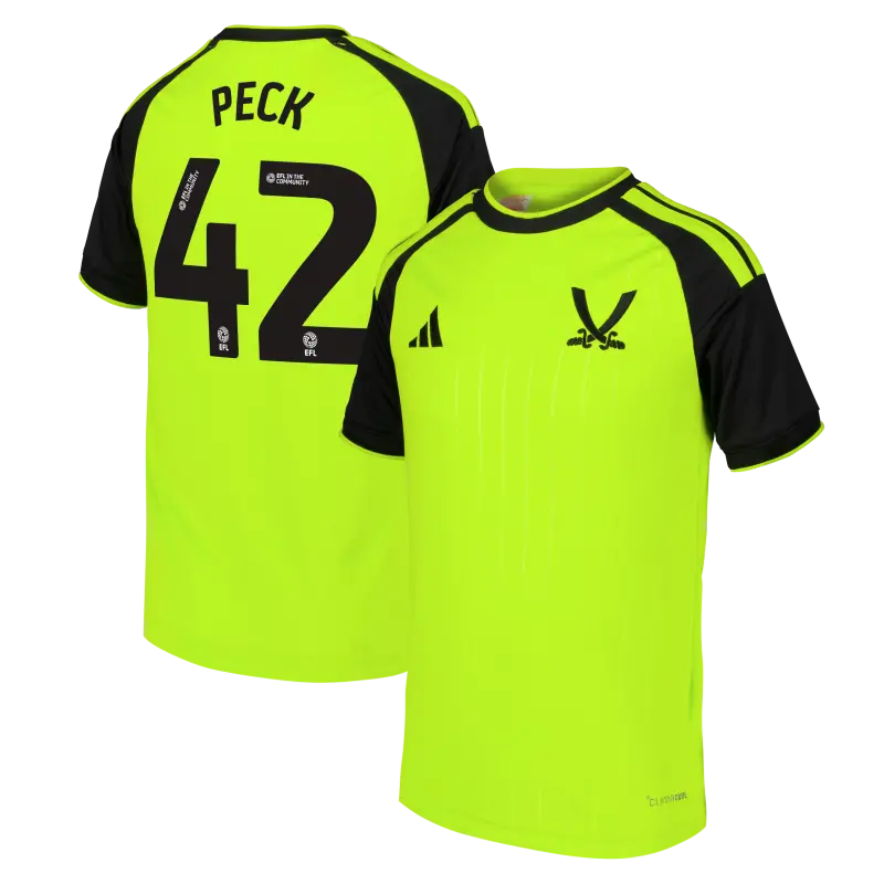 Sheffield United Adidas Third Shirt 2026-27 - Kids With Peck 42 Printing displayed in a main image