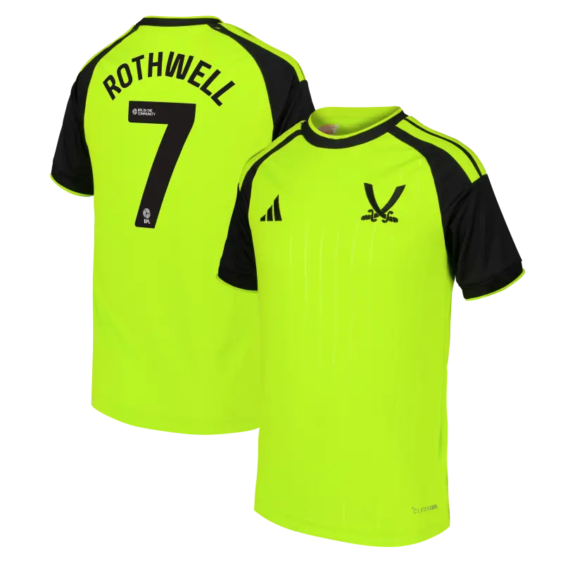 Product photography of Sheffield United Adidas Third Shirt 2026-27 - Kids With Rothwell 7 Printing, main
