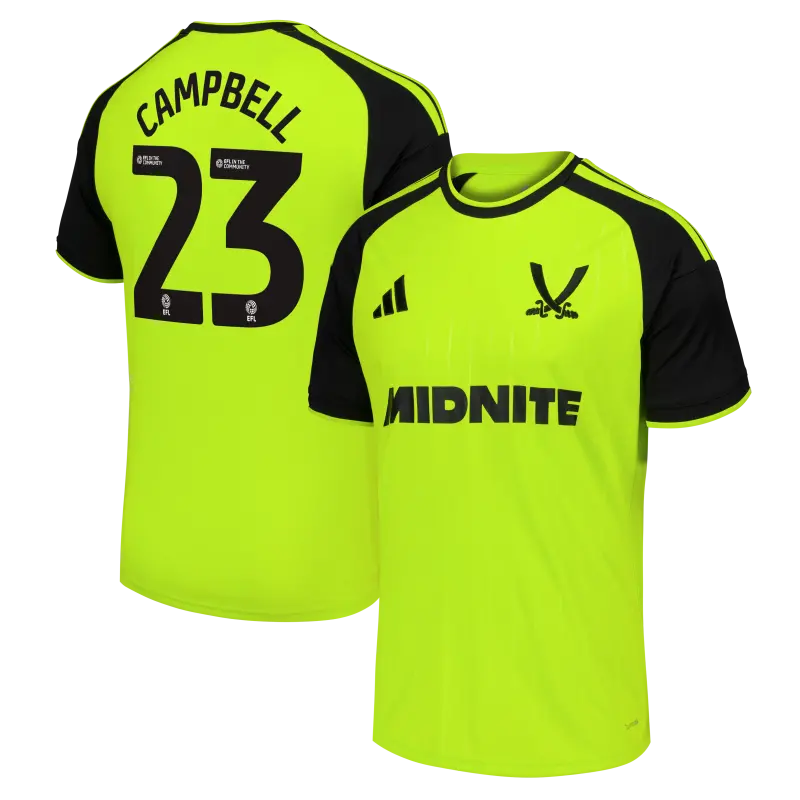 Sheffield United Adidas Third Shirt 2026-27 - Mens With Campbell 23 Printing pictured from a main angle