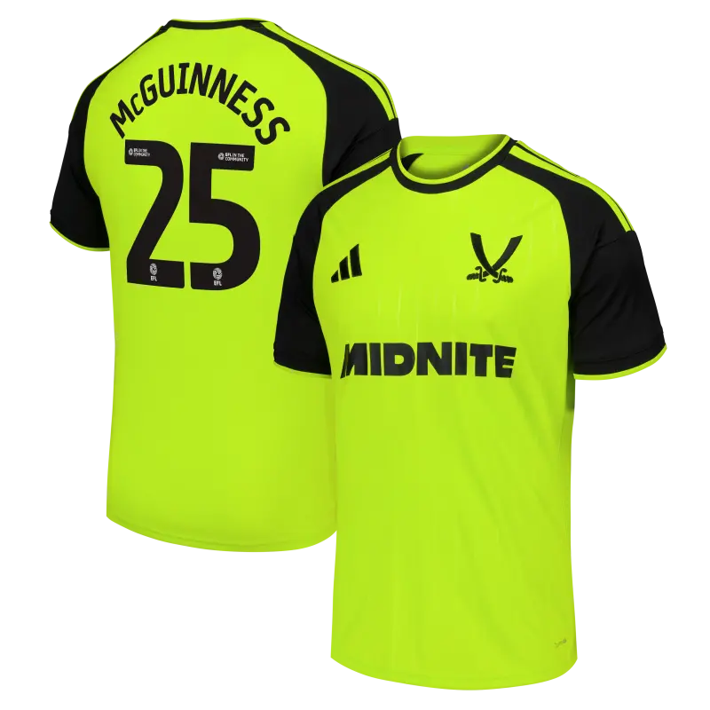 Sheffield United Adidas Third Shirt 2026-27 - Mens With McGuinness 25 Printing shown in a main product photo