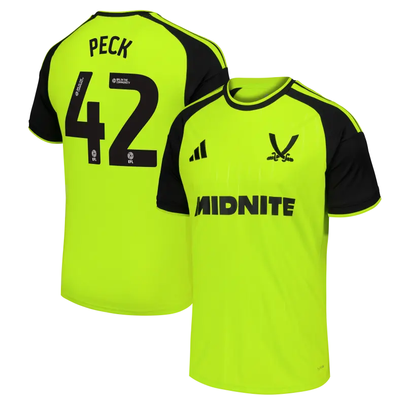 main photo showcasing Sheffield United Adidas Third Shirt 2026-27 - Mens With Peck 42 Printing