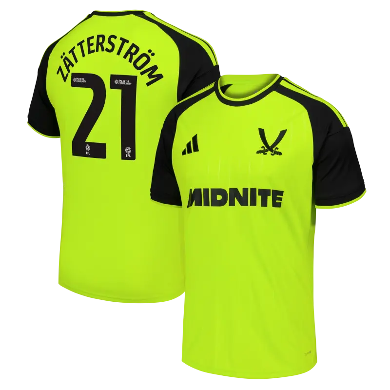 Sheffield United Adidas Third Shirt 2026-27 - Mens With Zätterström 21 Printing visual highlighting the main view