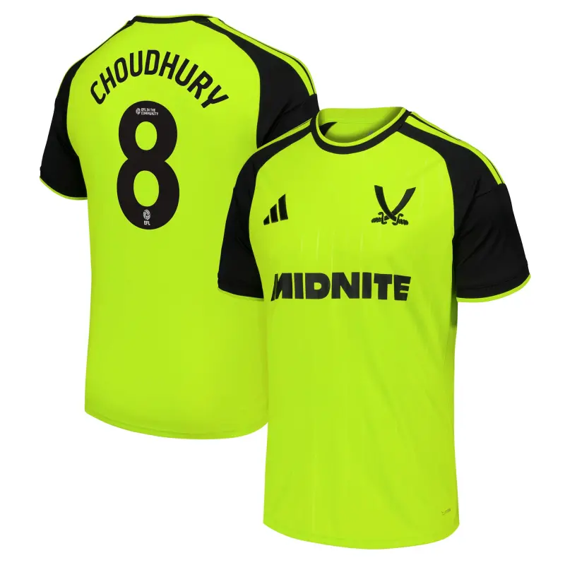 Sheffield United Adidas Third Shirt 2026-27 With Choudhury 8 Printing shown in a main product photo