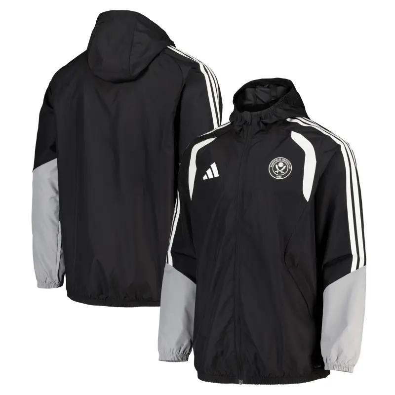 Sheffield United Adidas Training All Weather Jacket - Black – Visual 1 Main Shop image of Sheffield United Adidas Training All Weather Jacket - Black in main view