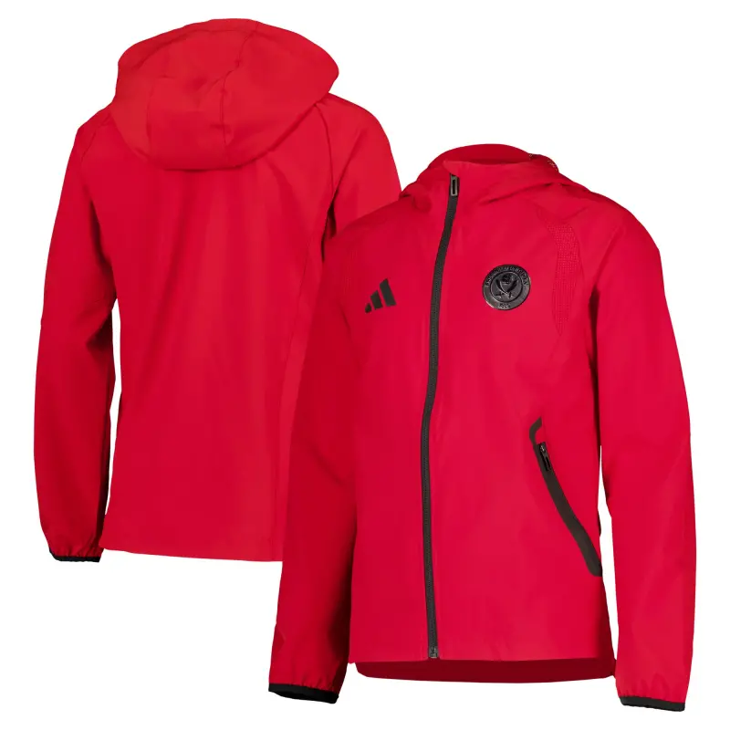 Main Product Shot | Sheffield United Adidas Travel Windbreaker Jacket - Red - Kids Sheffield United Adidas Travel Windbreaker Jacket - Red - Kids pictured from a main angle