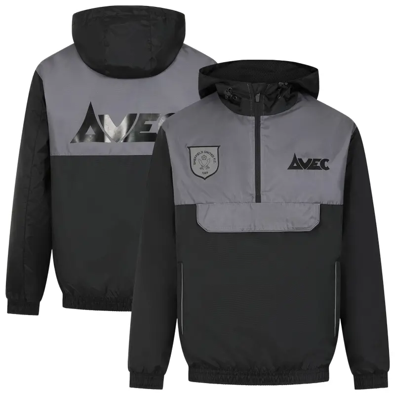 Sheffield United Avec Retro Blackout Cagoule - Black - Mens – Gallery Image 1 Shop image of Sheffield United Avec Retro Blackout Cagoule - Black - Mens in main view