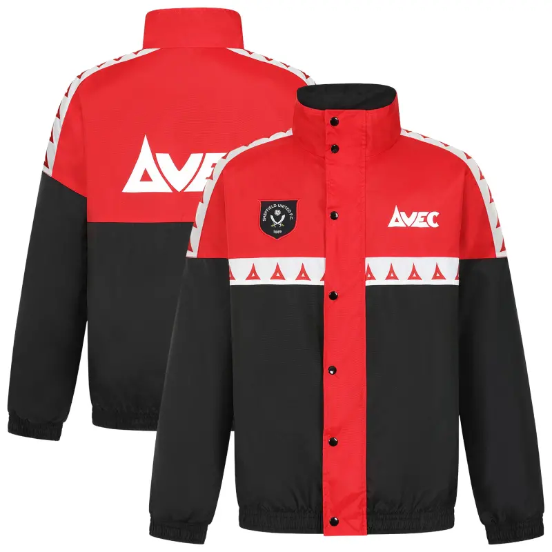 Sheffield United Avec Retro Shell Jacket - RedWhiteBlack - Mens – Product Photo 1 Sheffield United Avec Retro Shell Jacket - RedWhiteBlack - Mens displayed in a main image