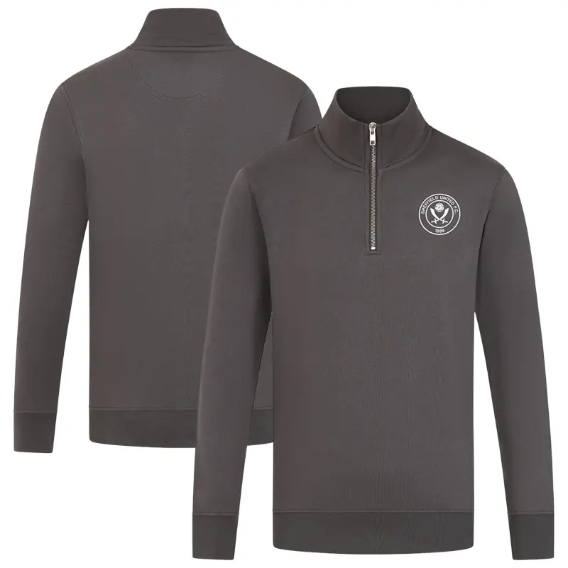 Sheffield United Crest Club 1/4 Zip - Anthracite - Mens | Main View Closer look at Sheffield United Crest Club 1/4 Zip - Anthracite - Mens, main