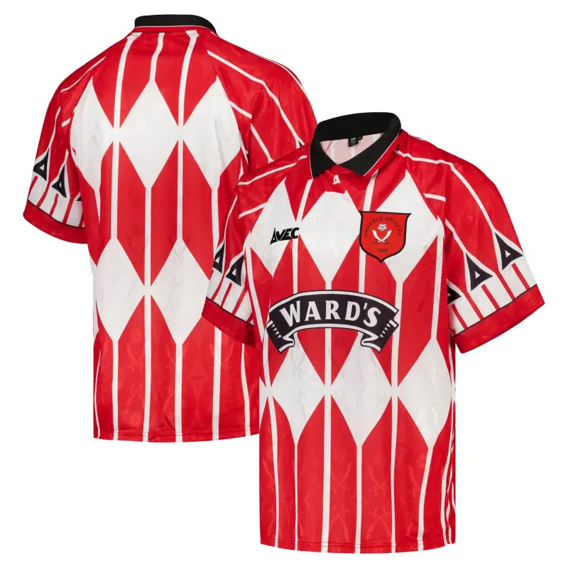 Sheffield United Home 1995/96 Retro Avec Shirt - Red - Mens – Product Photo 1 Sheffield United Home 1995/96 Retro Avec Shirt - Red - Mens displayed in a main image