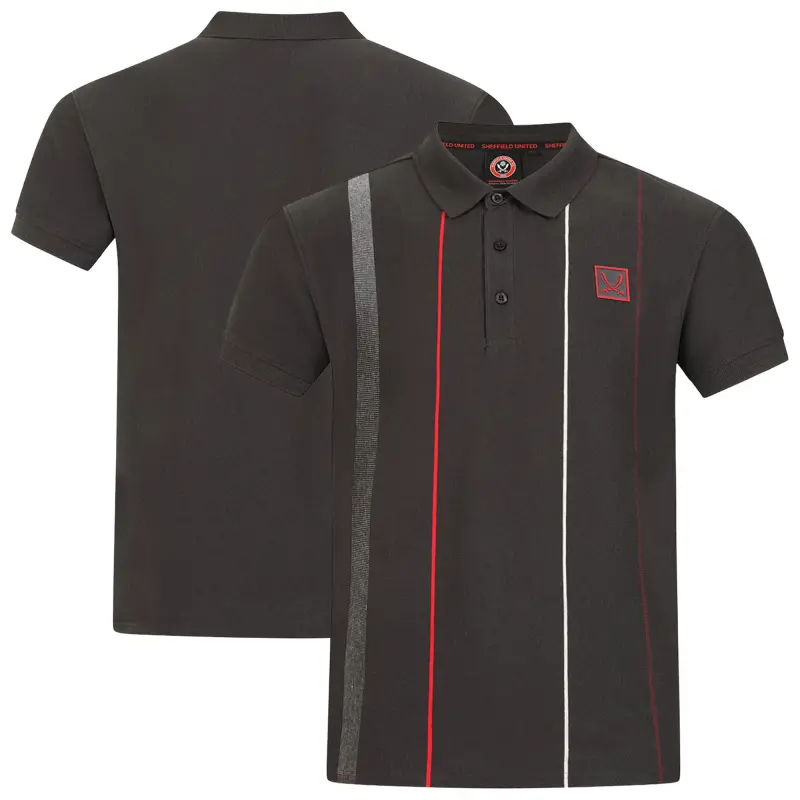 Main View of Sheffield United Multistripe Polo Shirt - Charcoal - Mens Sheffield United Multistripe Polo Shirt - Charcoal - Mens shown in a main product photo