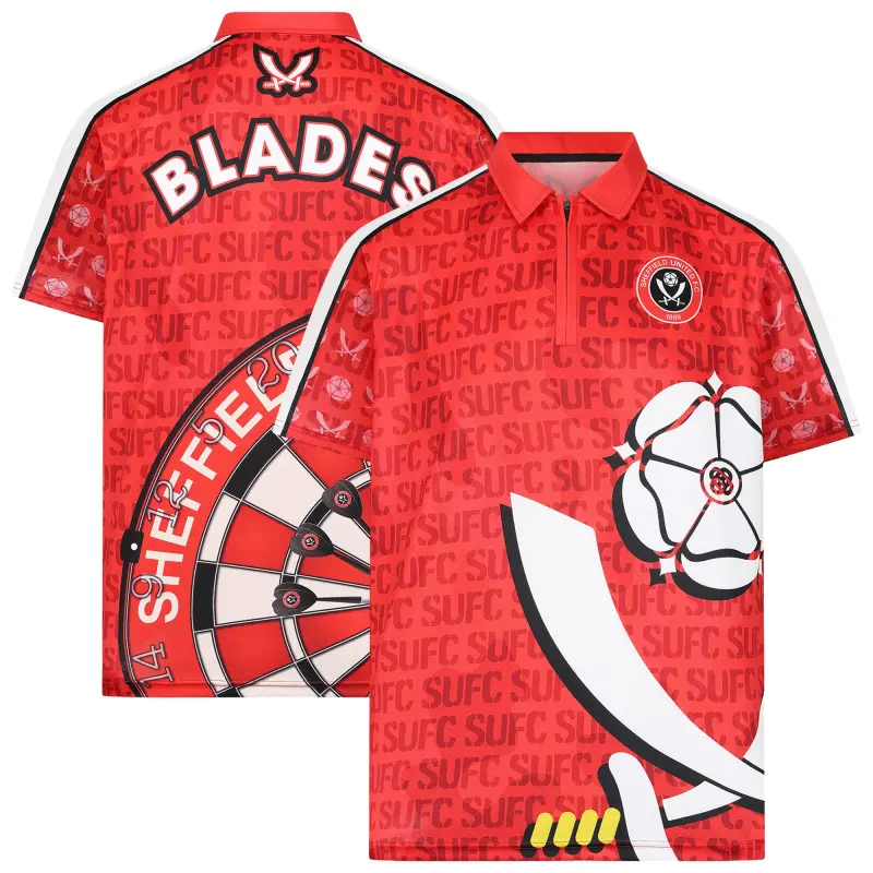 Sheffield United SUFC Darts Polo Shirt - Red/White - Mens – Visual 1 Main Sheffield United SUFC Darts Polo Shirt - Red/White - Mens product image, main