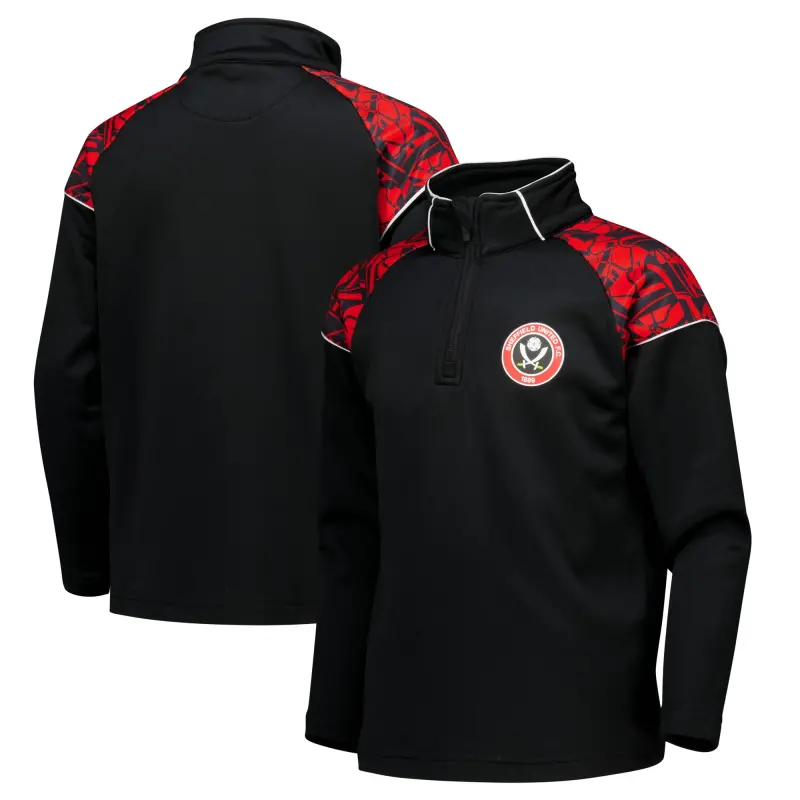 Sheffield United Sword Pattern 1/4 Zip - Black - Kids displayed in a main image