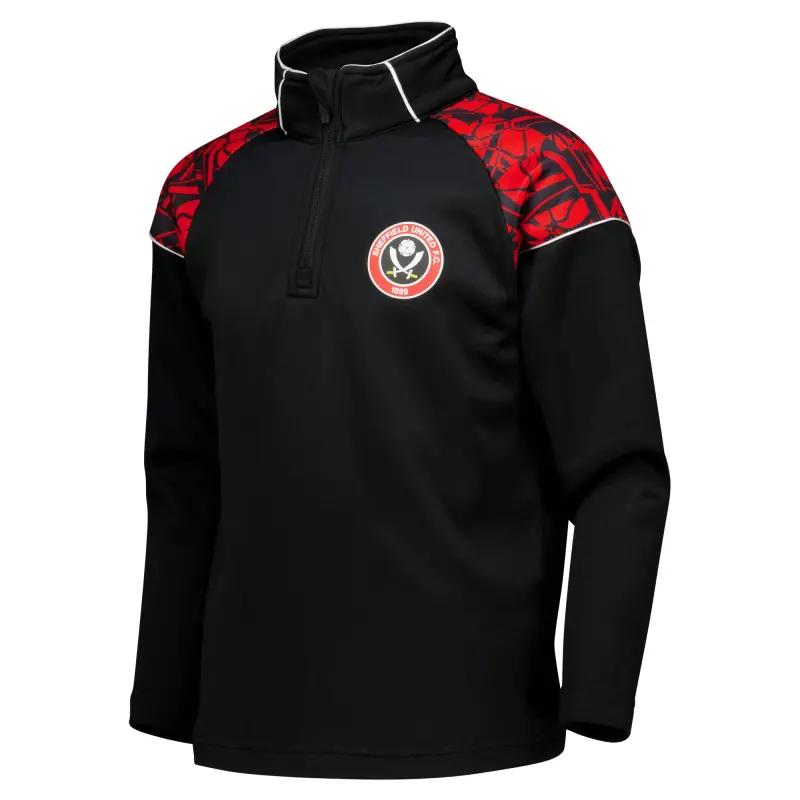 alternate product shot featuring Sheffield United Sword Pattern 1/4 Zip - Black - Kids