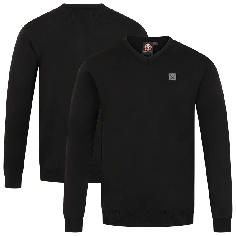 main product shot featuring Sheffield United Sword V Neck Sweater - Black - Mens