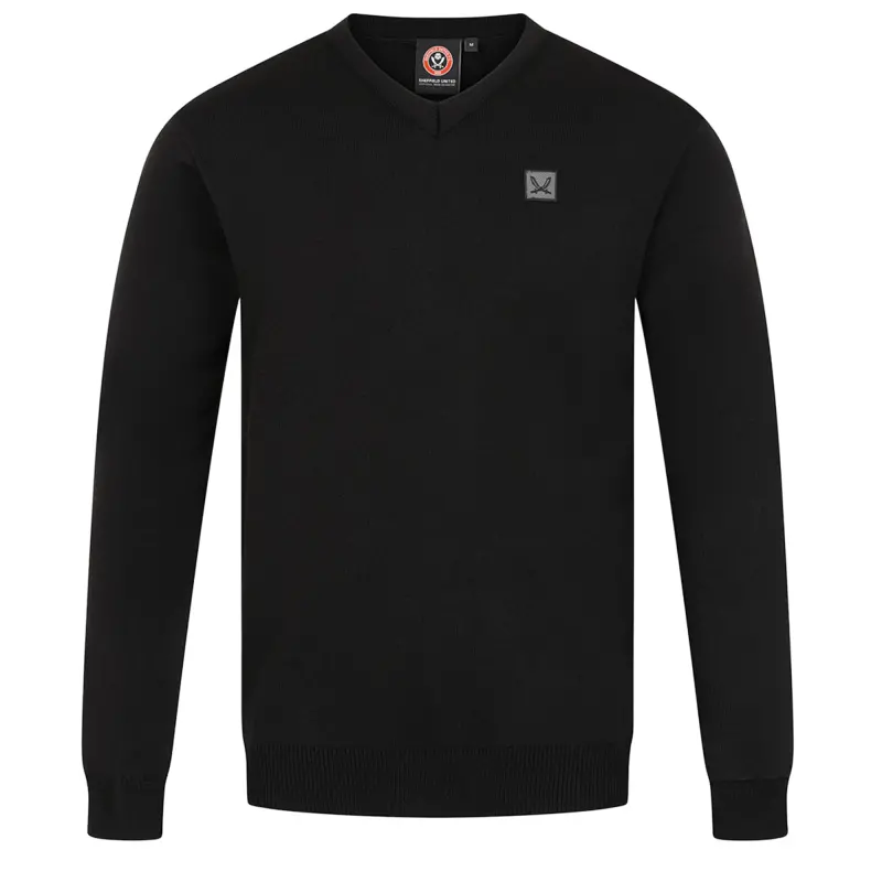 Detailed alternate image of Sheffield United Sword V Neck Sweater - Black - Mens