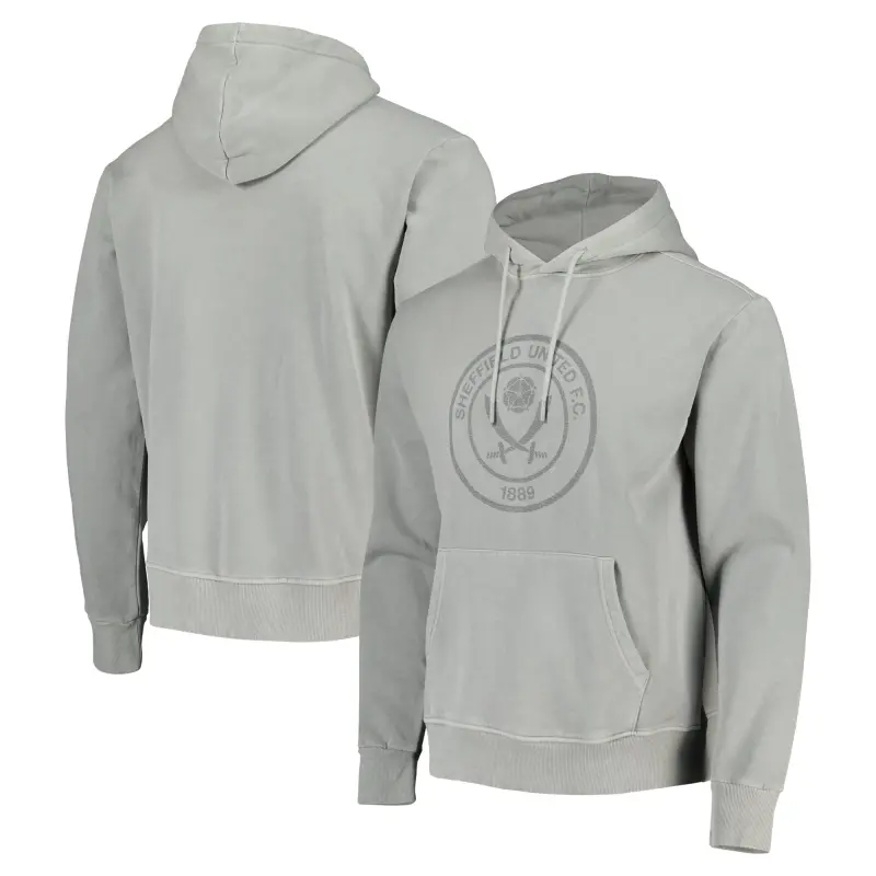 Sheffield United Tonal Crackle Effect Crest Hoodie - Grey - Mens visual highlighting the main view