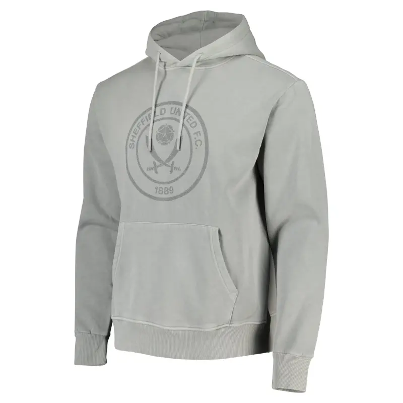 Sheffield United Tonal Crackle Effect Crest Hoodie - Grey - Mens product image, alternate