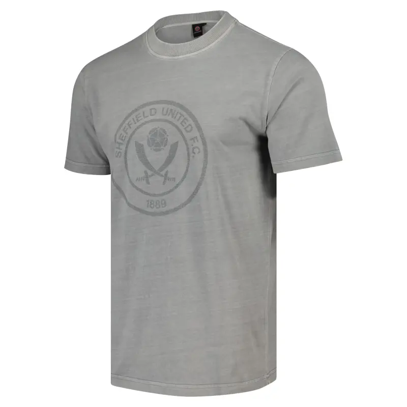 alternate view of Sheffield United Tonal Crackle Effect Crest T-Shirt - Grey - Mens